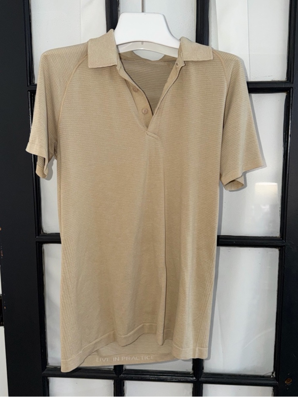 Lululemon live in practice Beige Short-Sleeve Polo Shirt